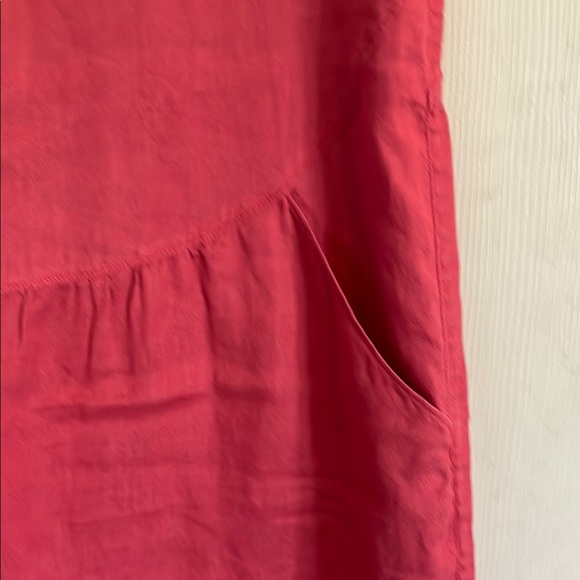 Linen Pink short sleeve Women's Dress size large with pockets - Picture 3 of 6